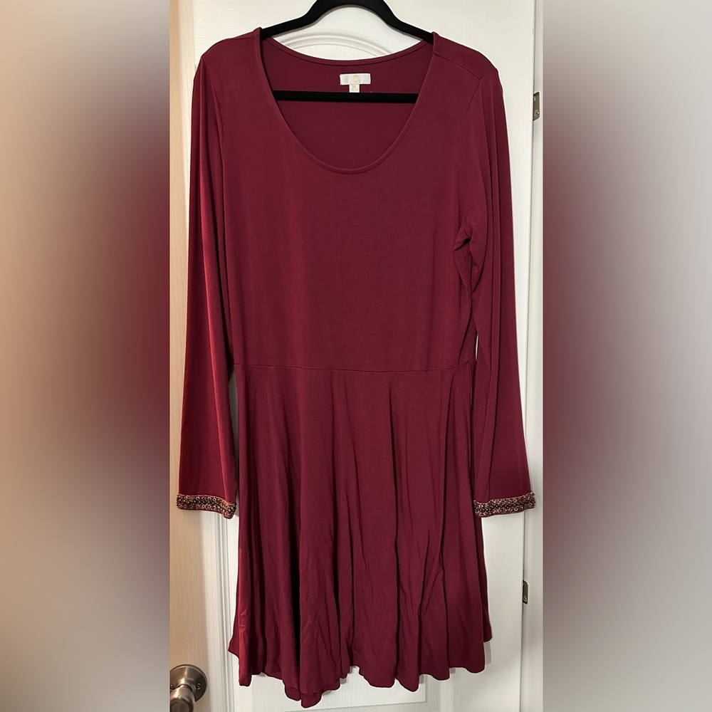 XL Wine Charming Charlie Dress with Beads *Discounted Shipping*
